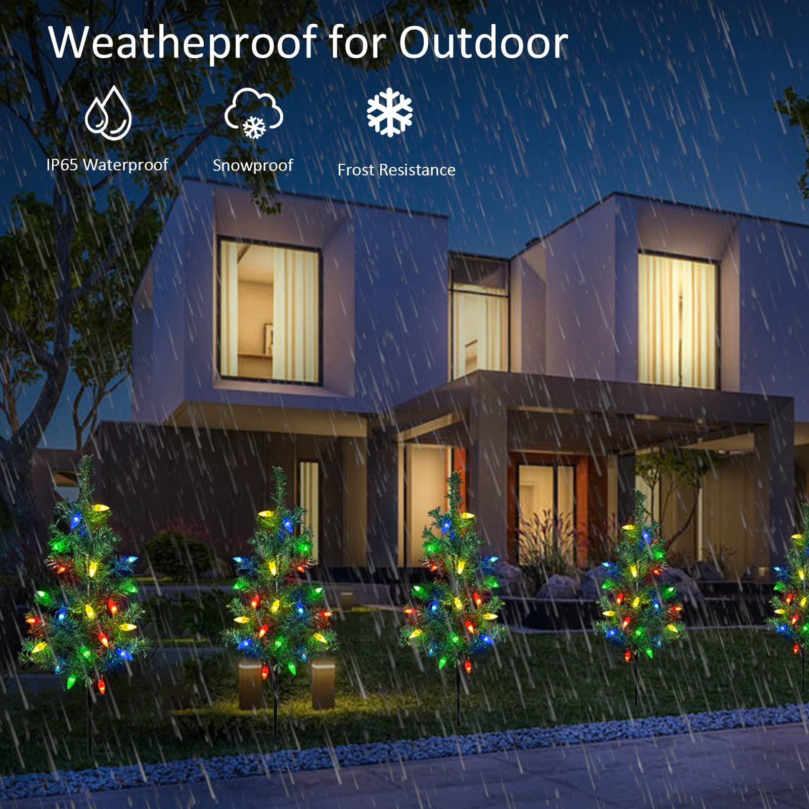 4-Pack Solar Christmas Tree Stake Lights – Waterproof, LED Garden Path Lighting, Decorative Xmas Yard Decor for Outdoor Patio & Walkway