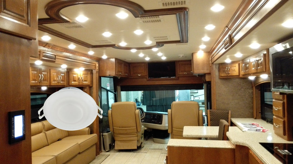 Facon 3 Inch 12V LED Puck Light – 3400K Warm White, Full Aluminum Recessed Mount, Dimmable Interior for RV Camper Trailer