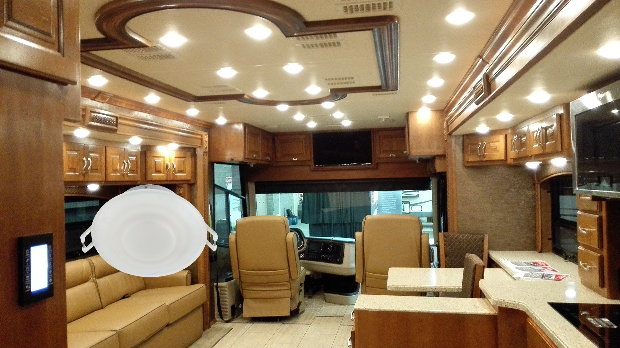 Facon 3 Inch 12V LED Puck Light – 3400K Warm White, Full Aluminum Recessed Mount, Dimmable Interior for RV Camper Trailer