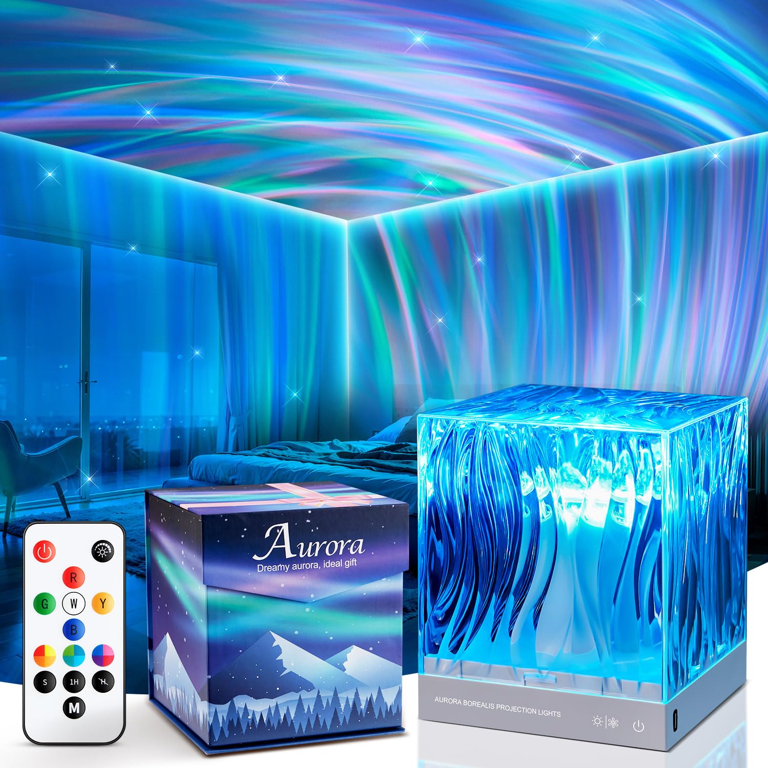 18-color galaxy projector night light with lava lamp effect for mood lighting