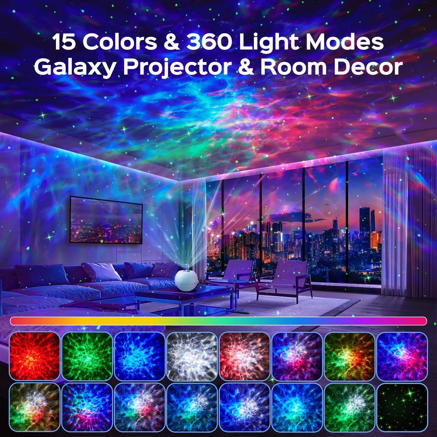 360-light galaxy star projector night light with lava lamp effect and Bluetooth audio