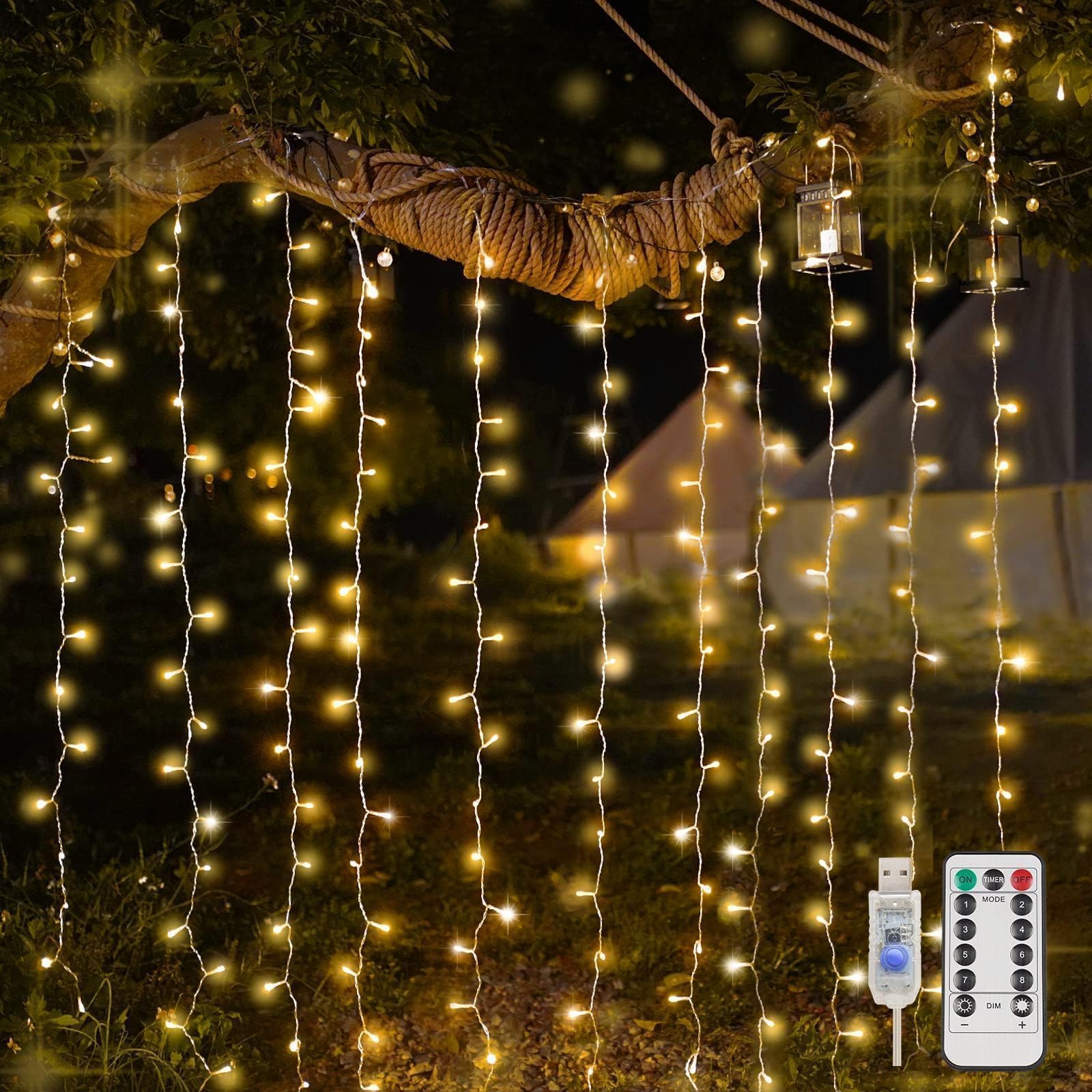 200-LED curtain string light for indoor and outdoor decor