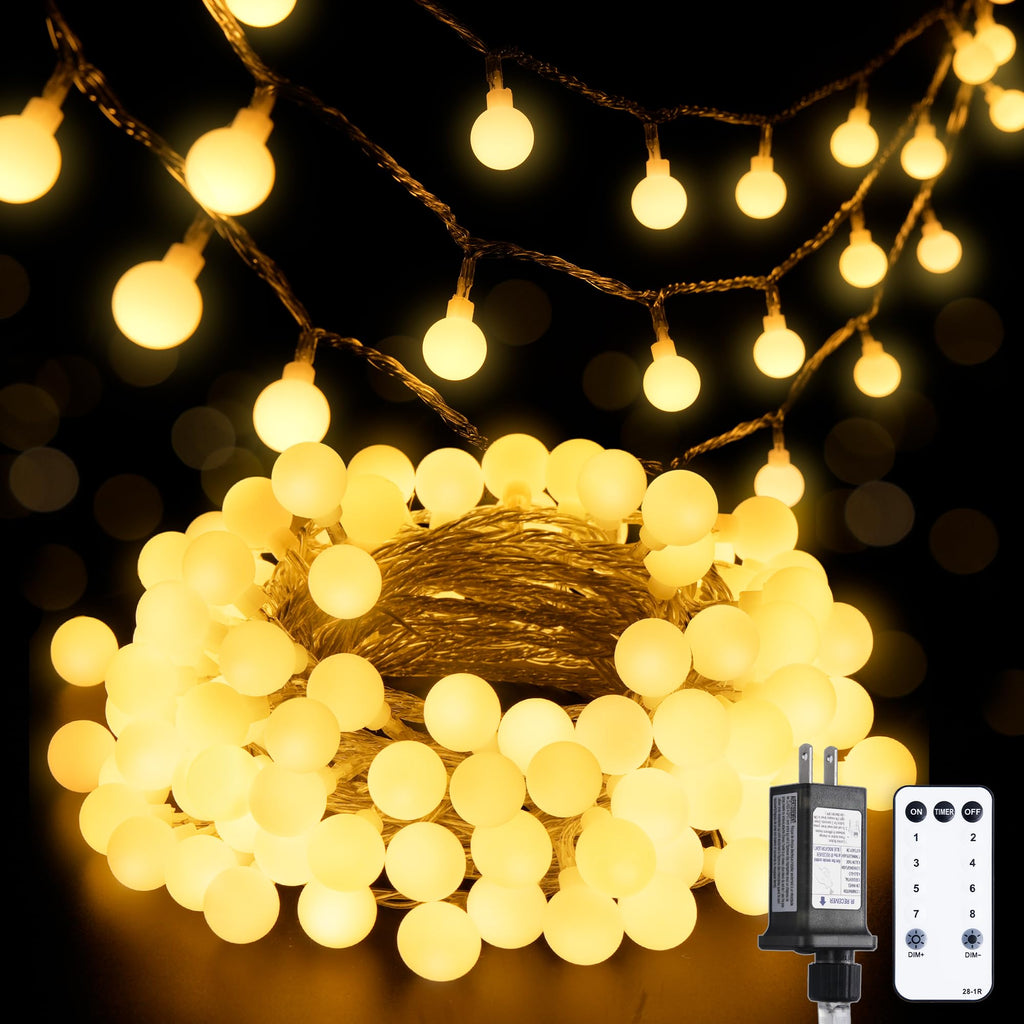 Connectable globe string light, 33ft warm white with remote and 8 lighting modes