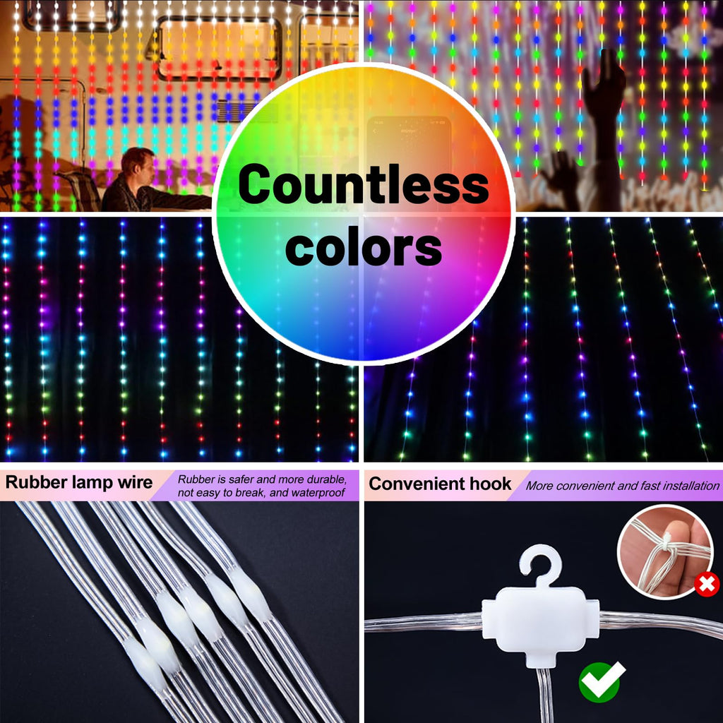 300-LED curtain string light with remote, 9.8 x 9.8 ft, 8 modes