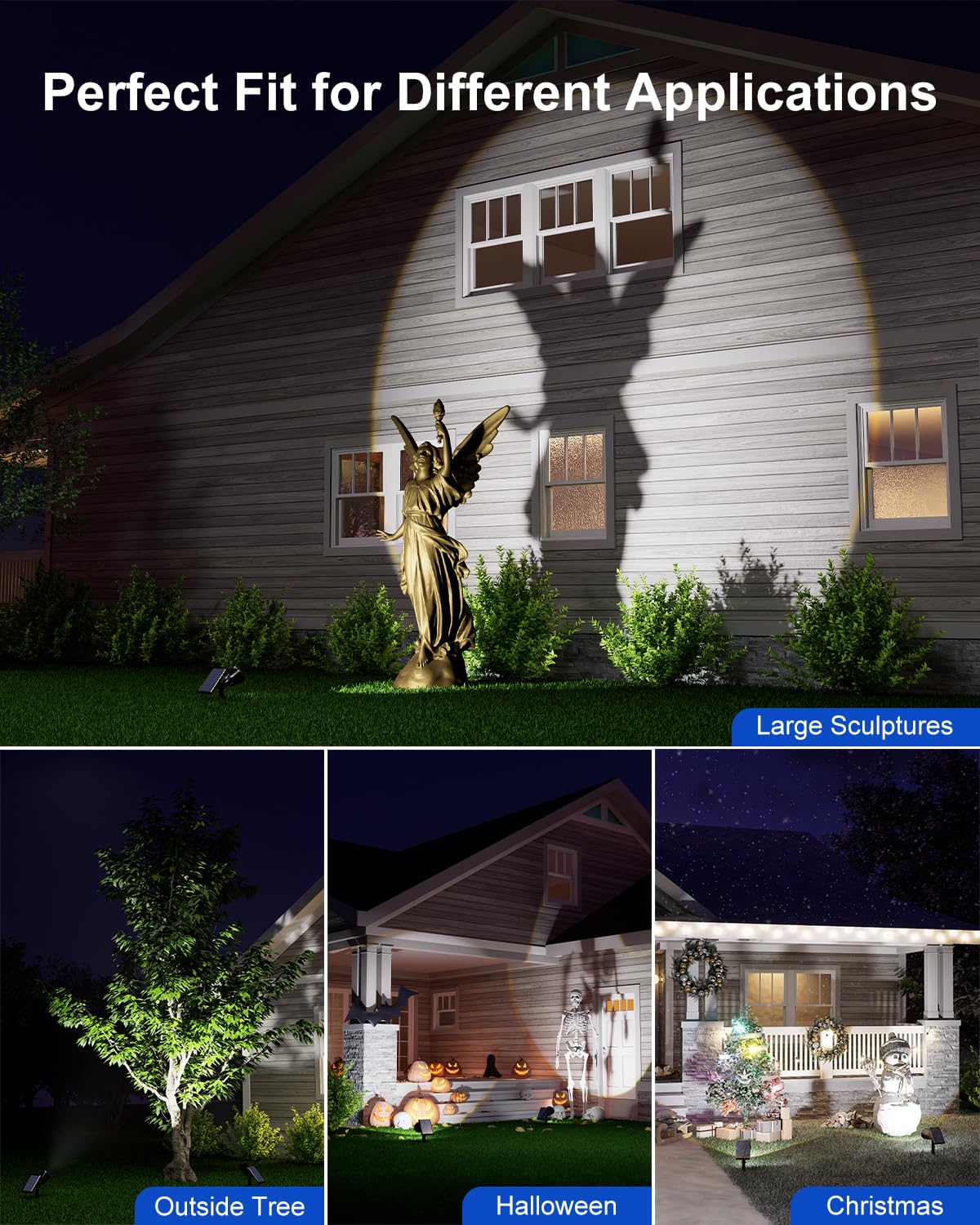 FALOVE Solar Sunset Spotlight Outdoor – Waterproof LED Landscape Uplight with Adjustable Panel for Trees, Garden & Yard
