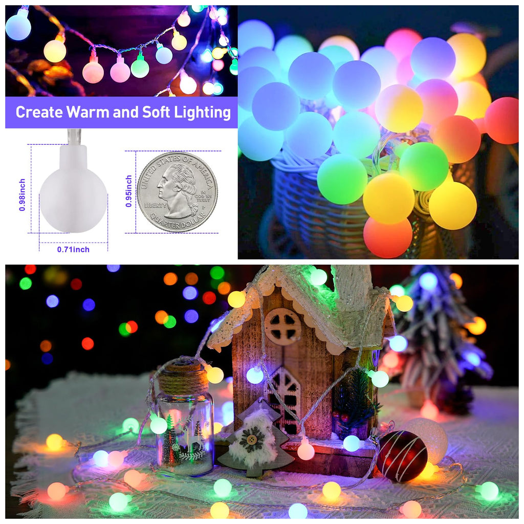 Multicolor globe string light, 33 ft, 100 LED, connectable