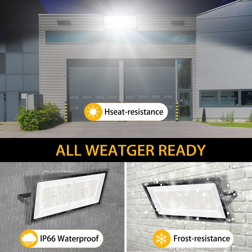 XYCN 600W LED Stadium Flood Light – 67500LM, 5000K Daylight, IP66 Waterproof, 3050W Equivalent for Sports Fields & Arena