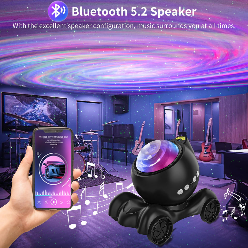 Aurora star projector night light with built-in Bluetooth speaker and white noise