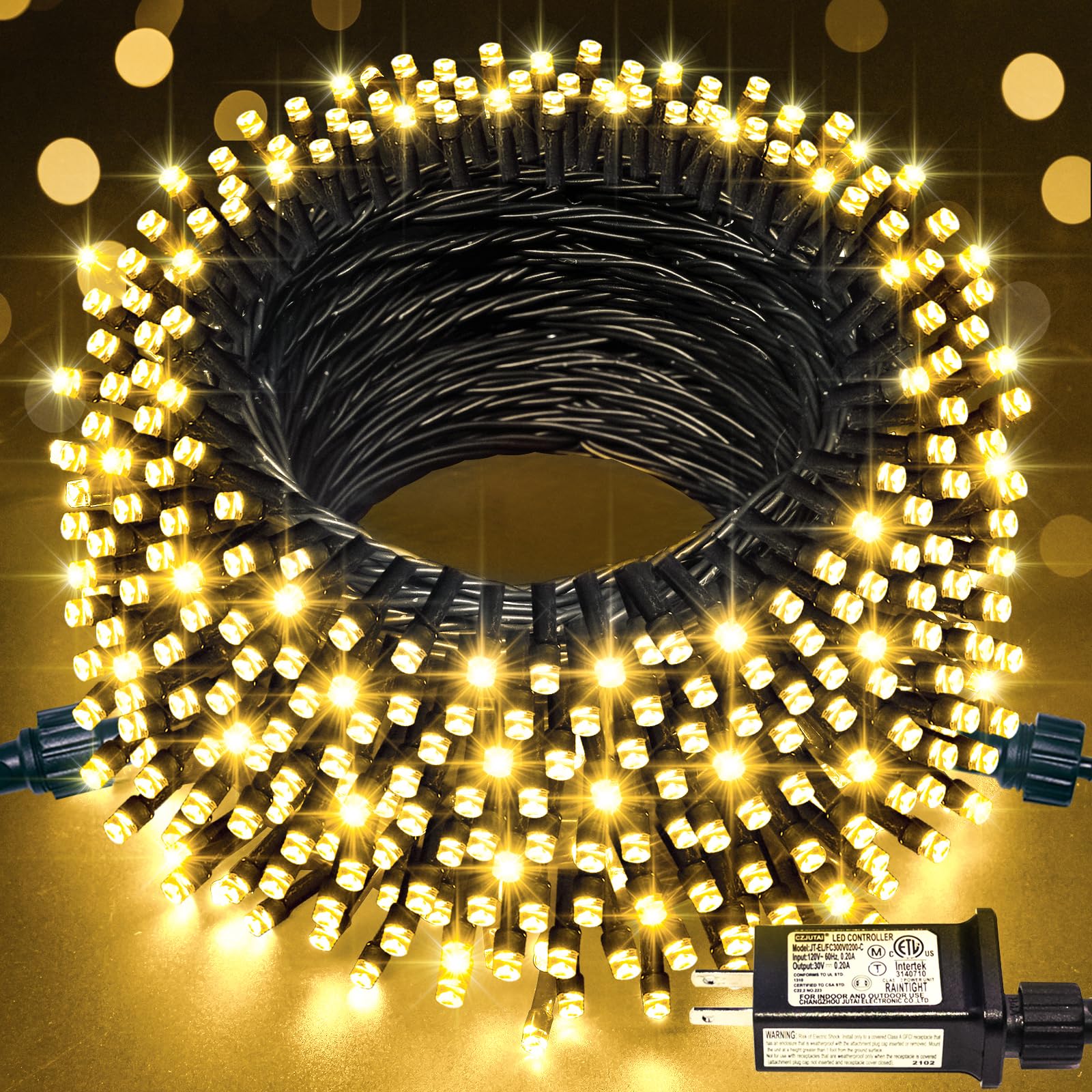 66-ft warm white twinkle string lights with 8 modes for indoor outdoor decor