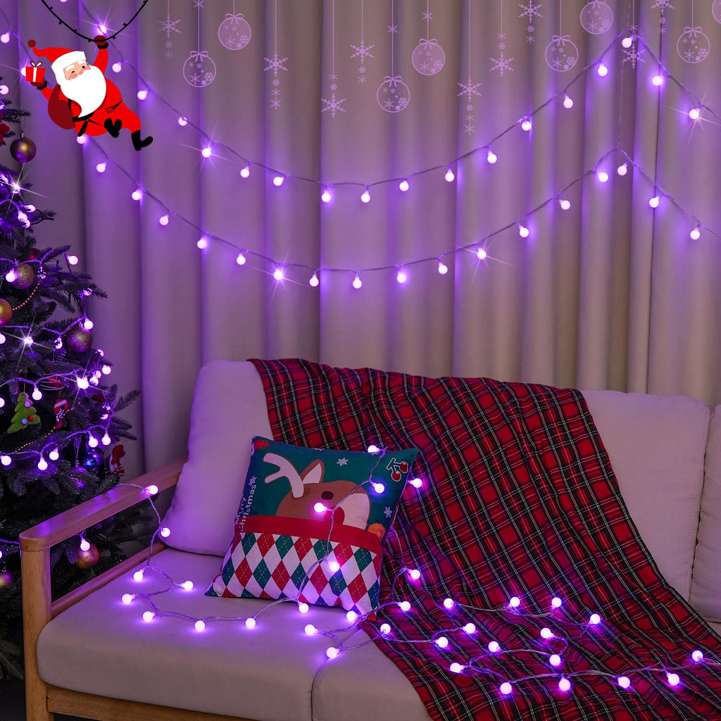 Purple globe string light, 33 ft, 100 LEDs, 8 modes with remote