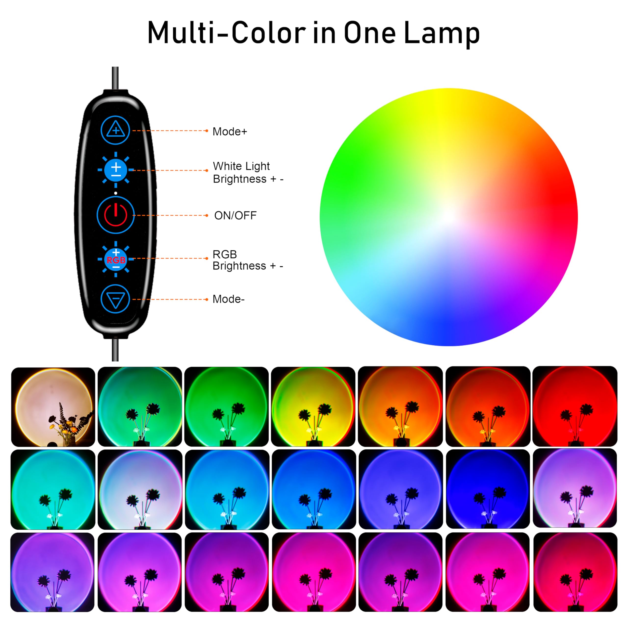 Sunset projection night light with app control and 360-degree rotation