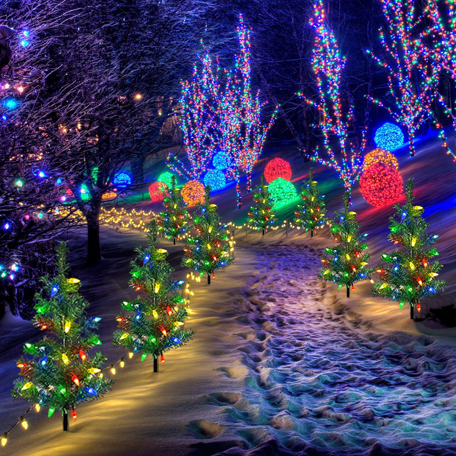 4-Pack Solar Christmas Tree Stake Lights – Waterproof, LED Garden Path Lighting, Decorative Xmas Yard Decor for Outdoor Patio & Walkway