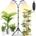 LBW 428 LED Grow Light Full Spectrum – Dual Head, 75" Adjustable Tripod, 3/6/12H Timer, 6 Brightness Levels for Indoor Plants