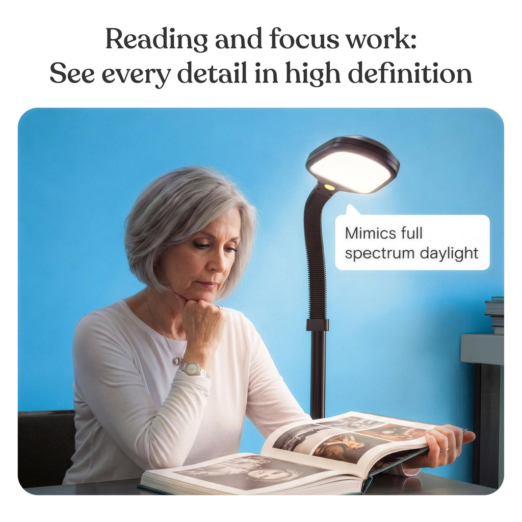 Gooseneck LED floor reading lamp for crafts and detail work