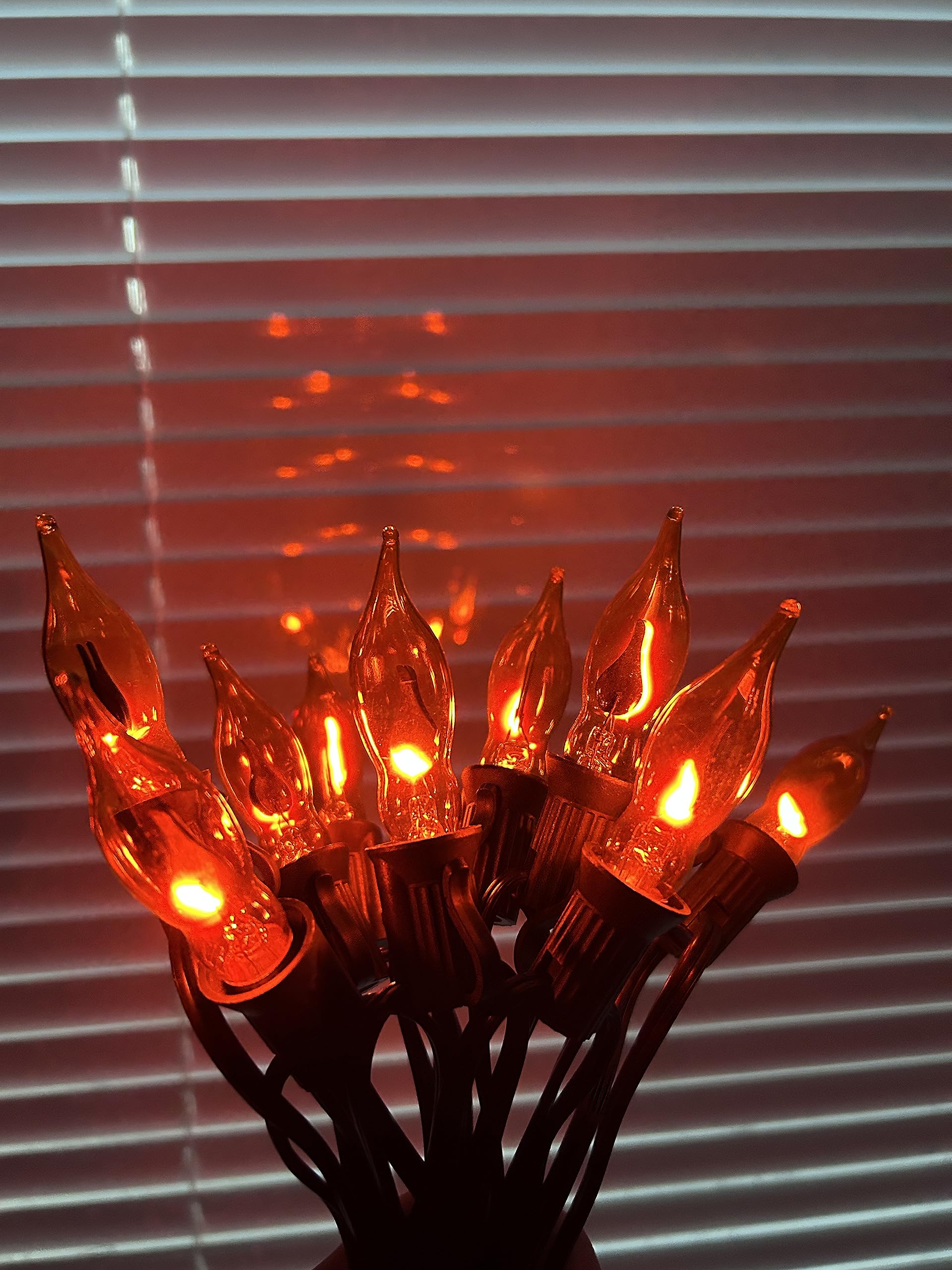 12-Pack Flicker Flame Light Bulbs C18 E12 Candelabra Base – 1W Orange Halloween Bulbs for Window Candles & String Lights