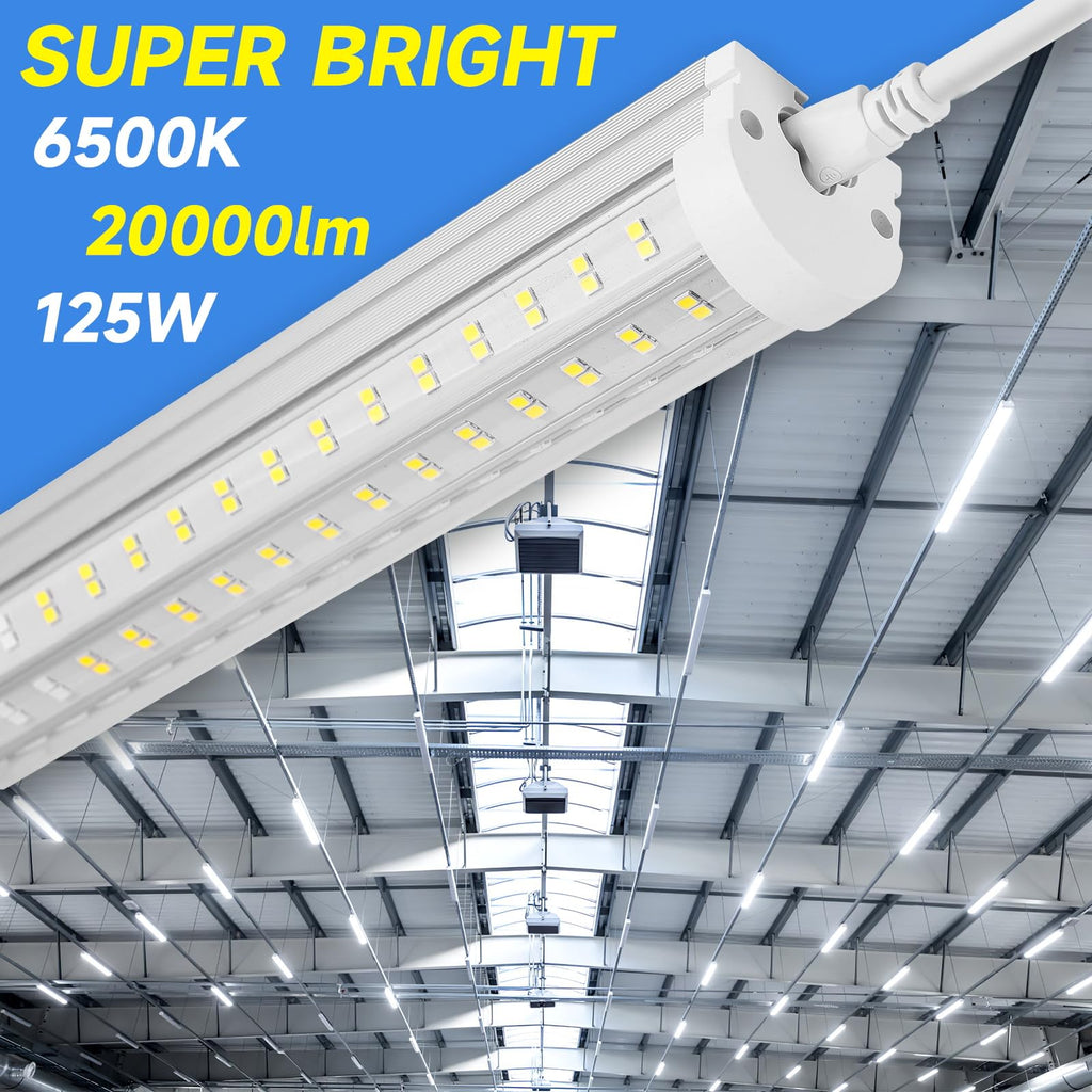 8-Pack 8FT LED Shop Lights U-Shape – 125W, 20000LM, 6500K Daylight White, Linkable for Garage & Workshop