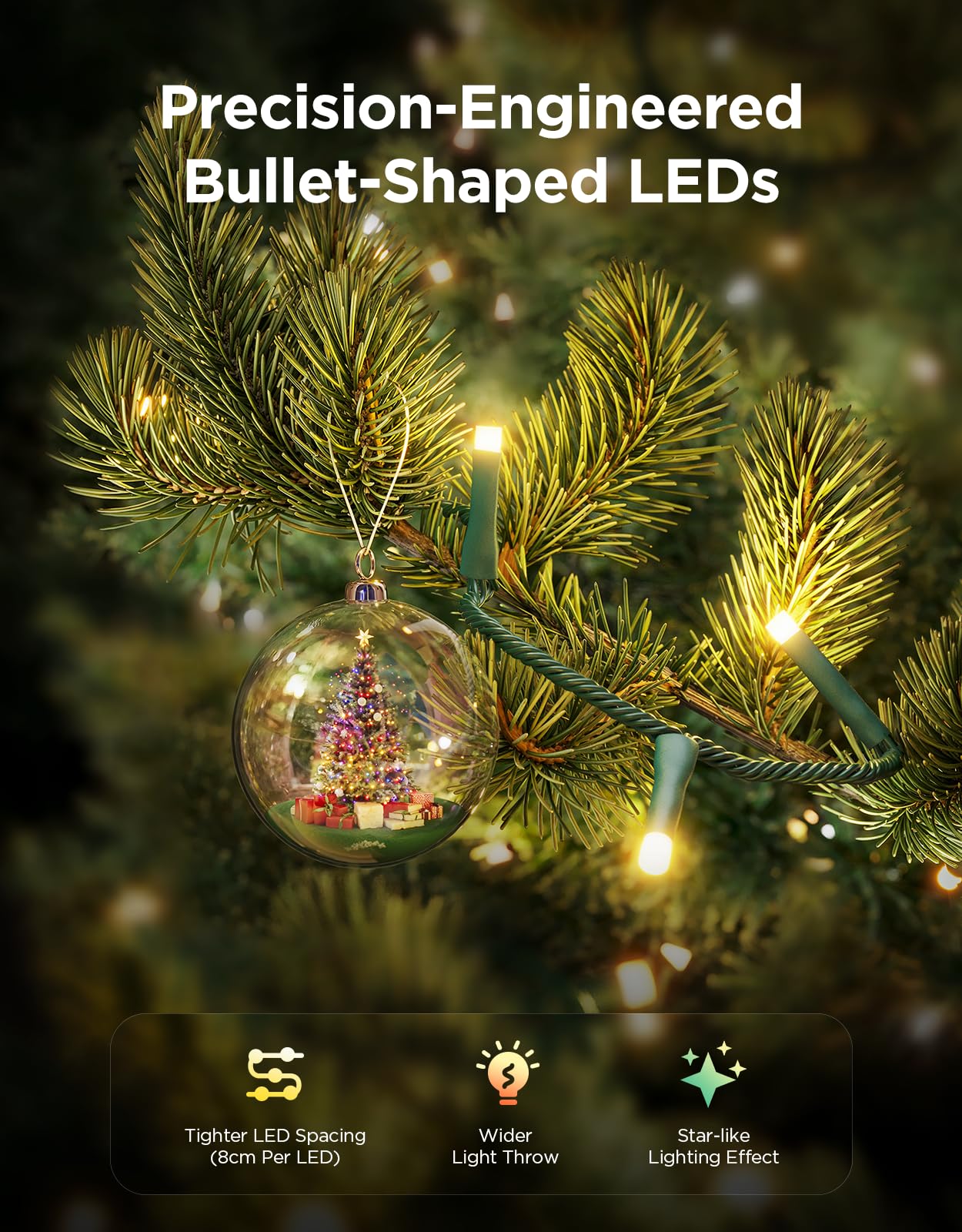Sparkle RGBWIC string light, 66 ft, 250 LED, app-controlled