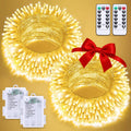 2-pack battery-operated outdoor string lights, 66-ft warm white fairy lights
