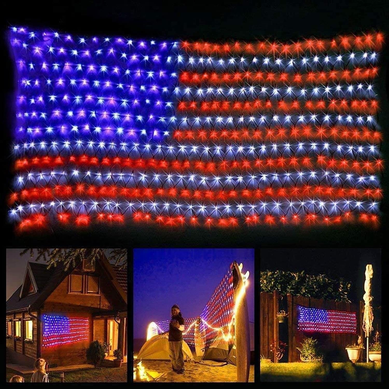 420-LED American flag outdoor string light for patriotic decor