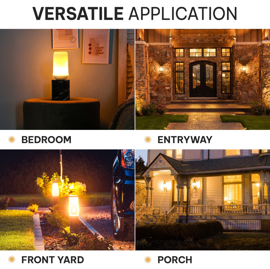 2-Pack LED Halloween Flame Bulbs – 3W Flicker Effect, 4 Modes, E26/E27 Base, Orange Fire Glow for Indoor/Outdoor Decor