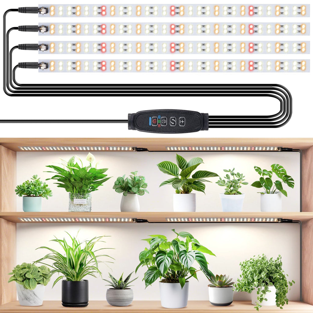 1-Pack LED Grow Light Strip Full Spectrum – 240 LEDs, 10 Brightness Levels, Timer 4/8/12H for Indoor Plants Growing