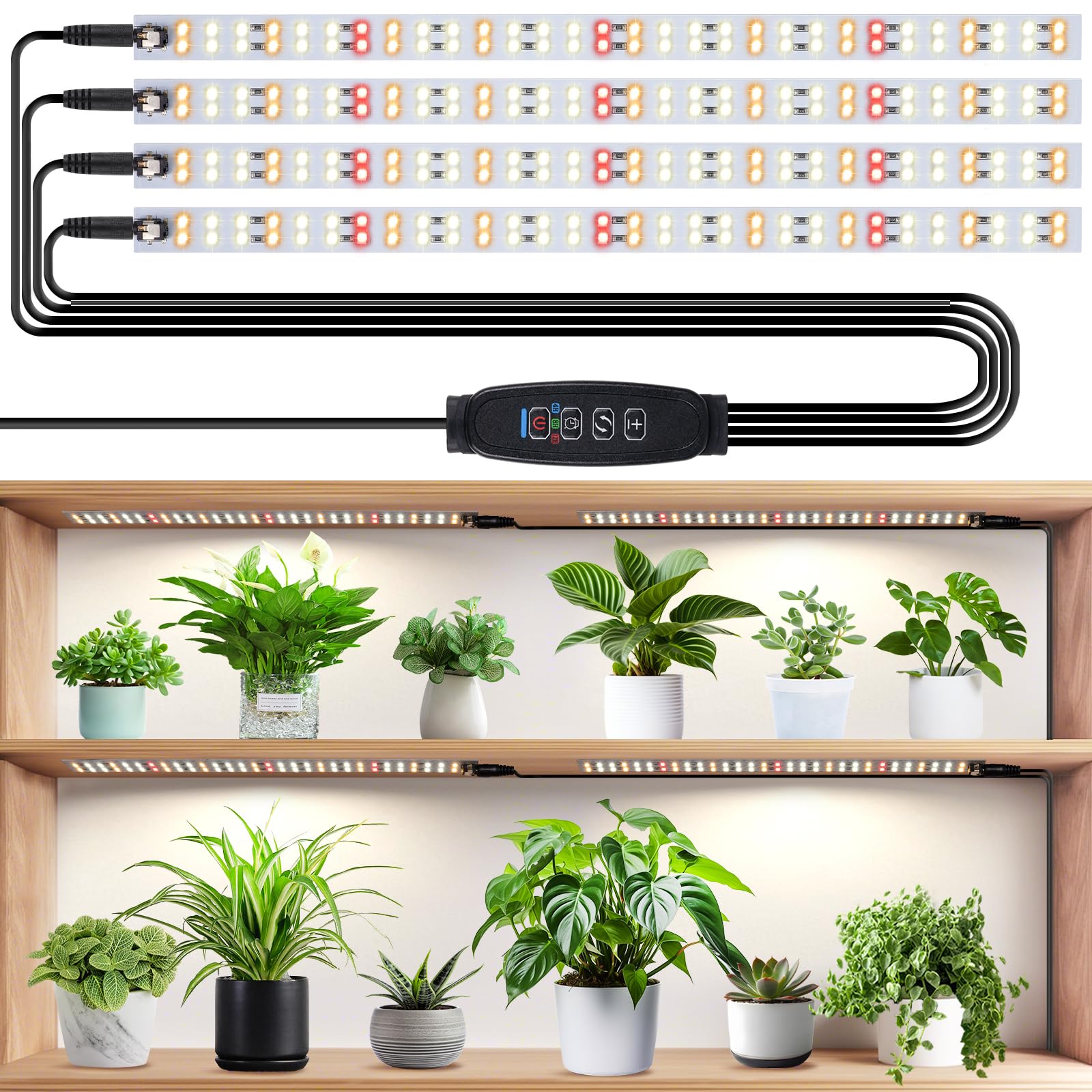 1-Pack LED Grow Light Strip Full Spectrum – 240 LEDs, 10 Brightness Levels, Timer 4/8/12H for Indoor Plants Growing