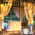 9.8 ft plug-in curtain string lights, 300 LED with 8 lighting modes