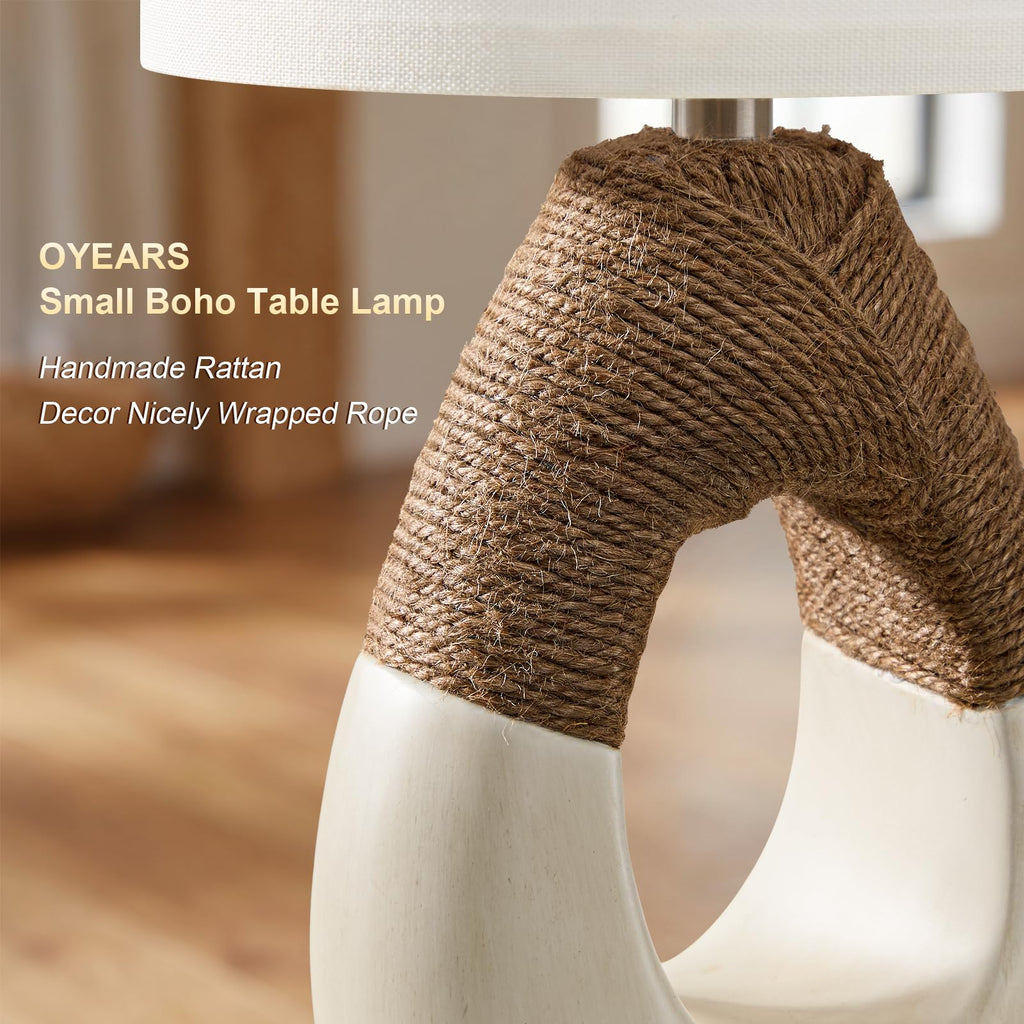 19-inch boho rattan table lamp set of 2 for small spaces
