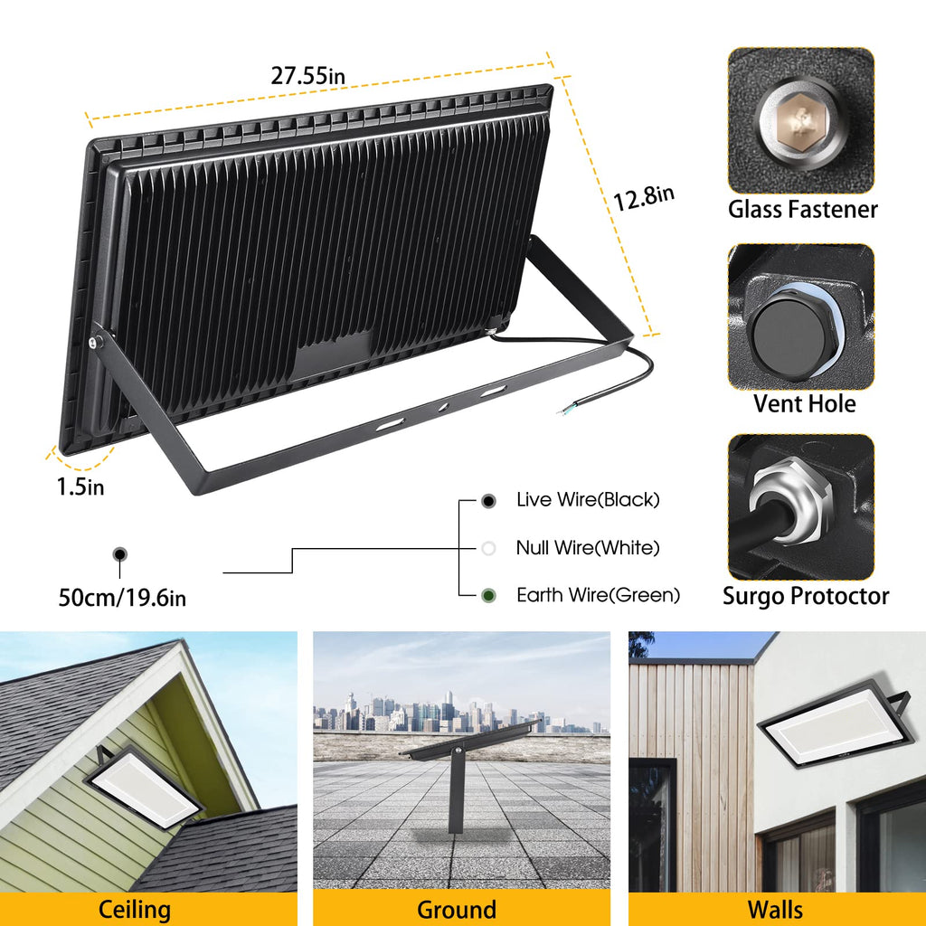 XYCN 600W LED Stadium Flood Light – 67500LM, 5000K Daylight, IP66 Waterproof, 3050W Equivalent for Sports Fields & Arena