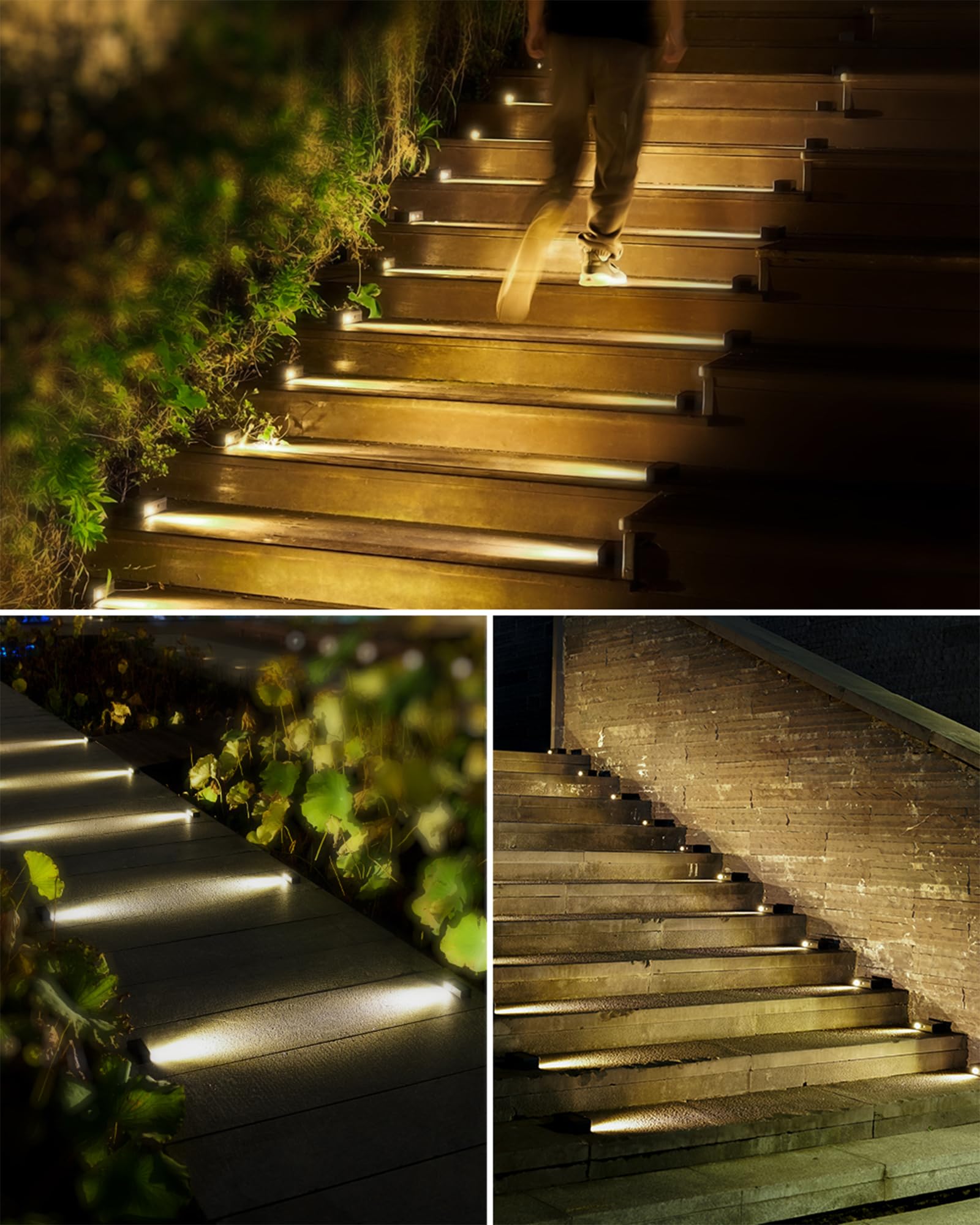 4-Pack Solar Step Lights Motion Sensor – Waterproof, 5 Modes, Warm White 3000K for Stairs & Garden
