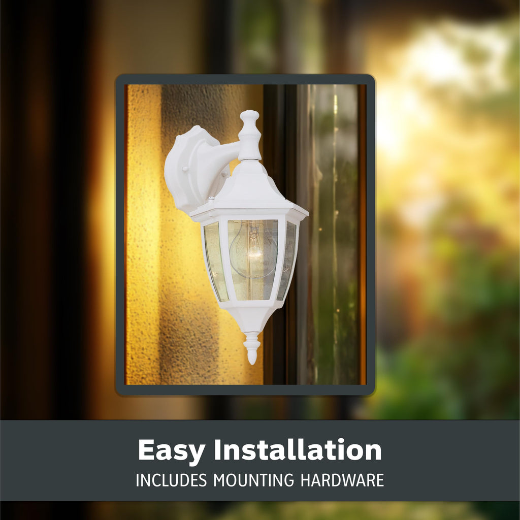 Designers Fountain 14.25" Outdoor Wall Lantern Sconce – Waterbury White Exterior Light Fixture for Front Door, Patio & Porch