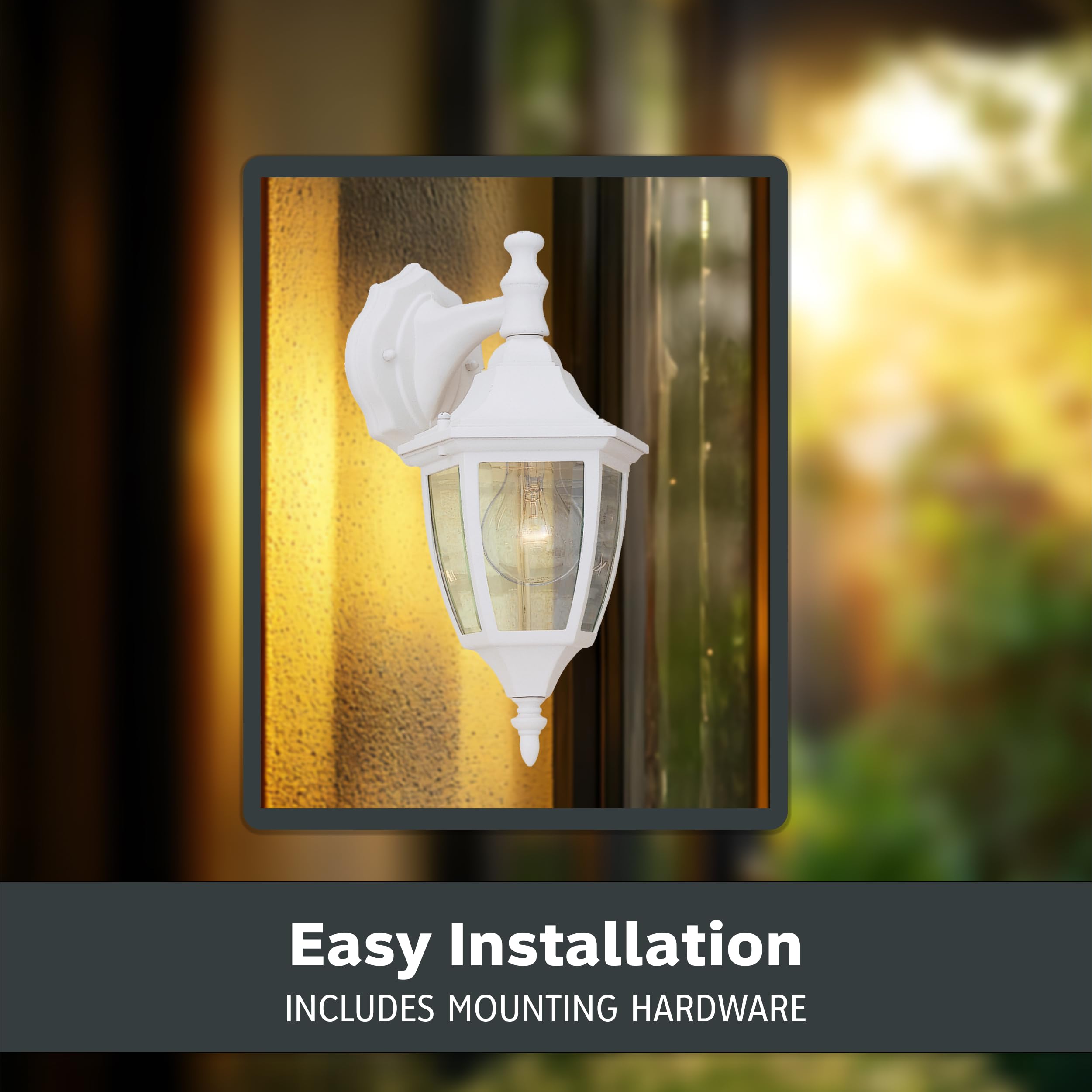 Designers Fountain 14.25" Outdoor Wall Lantern Sconce – Waterbury White Exterior Light Fixture for Front Door, Patio & Porch