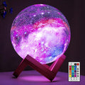 5.9-inch 3D moon night light with 16 LED colors, remote control and wooden base
