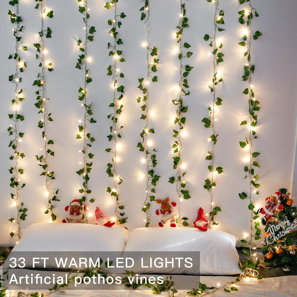 Pothos vine string light, 33 ft, 100 LEDs with remote control