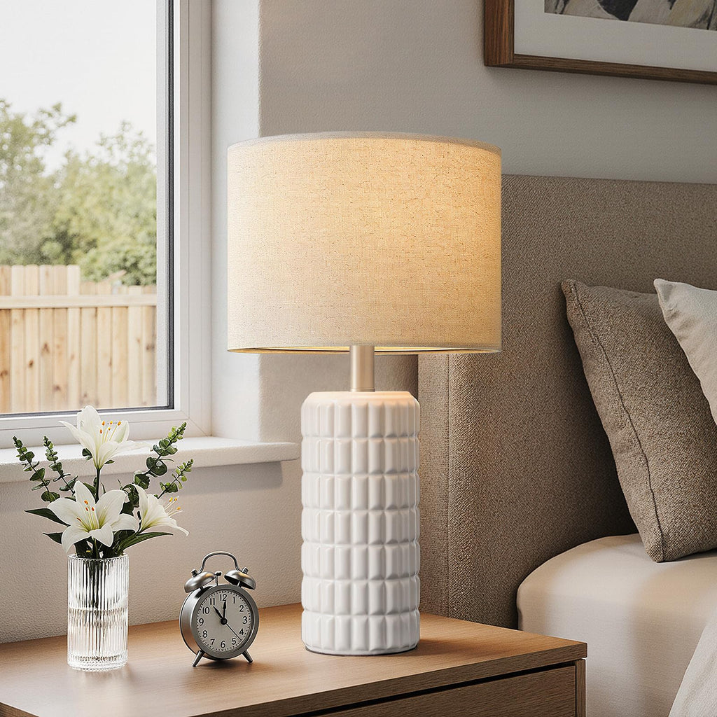 Set of 2 farmhouse ceramic table lamps for bedside decor