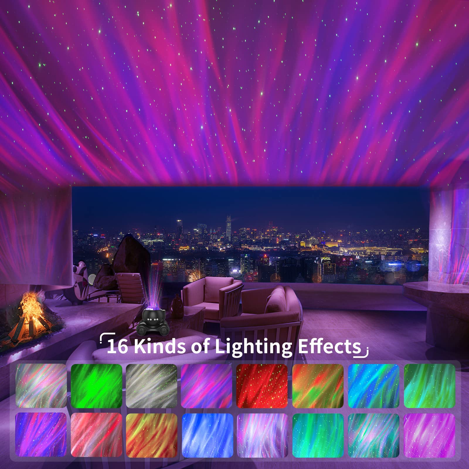 Northern lights aurora projector night light with Bluetooth speaker