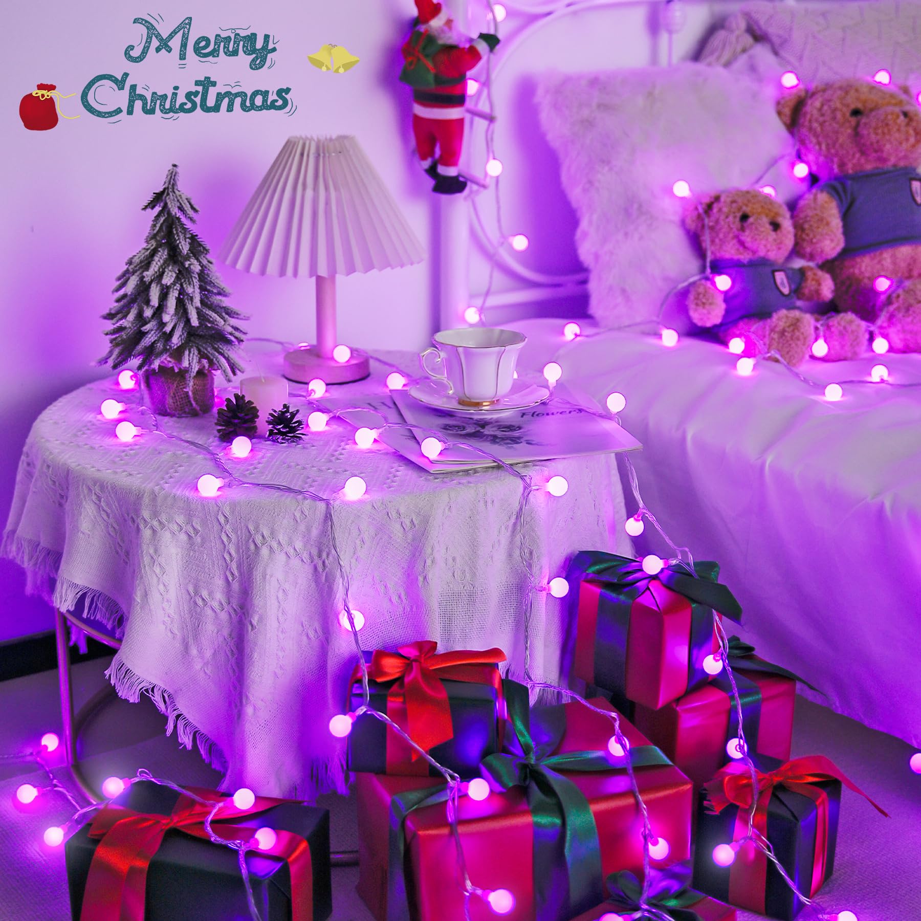 Purple globe string light, 33 ft, 100 LEDs, 8 modes with remote