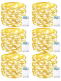 6-pack cuttable battery string lights, 20 ft 60 LED each with timer