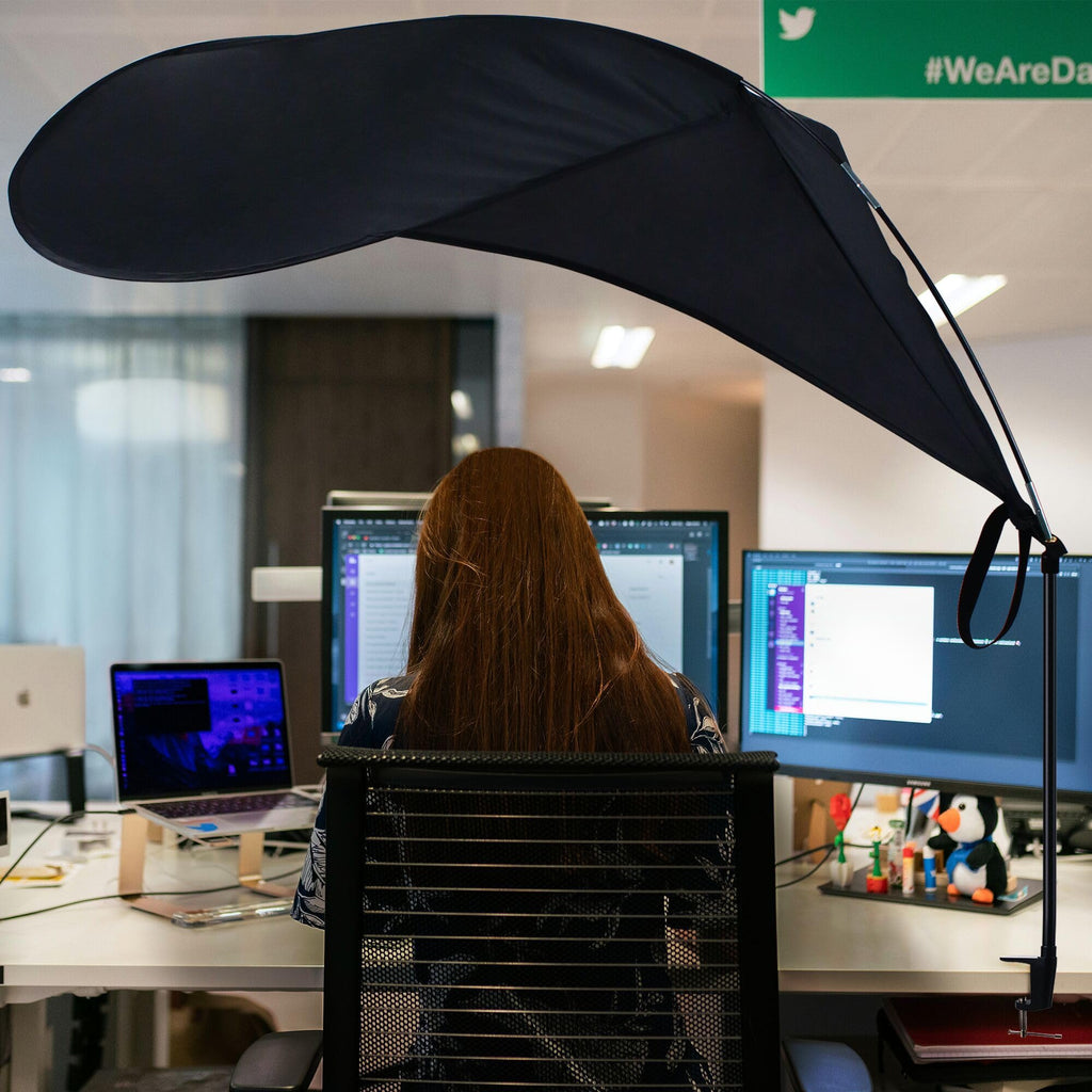 Comastbo 65" Office Cubicle Desk Shade – Light Blocking, Patent Pending, Black Canopy for Light Sensitive Workers