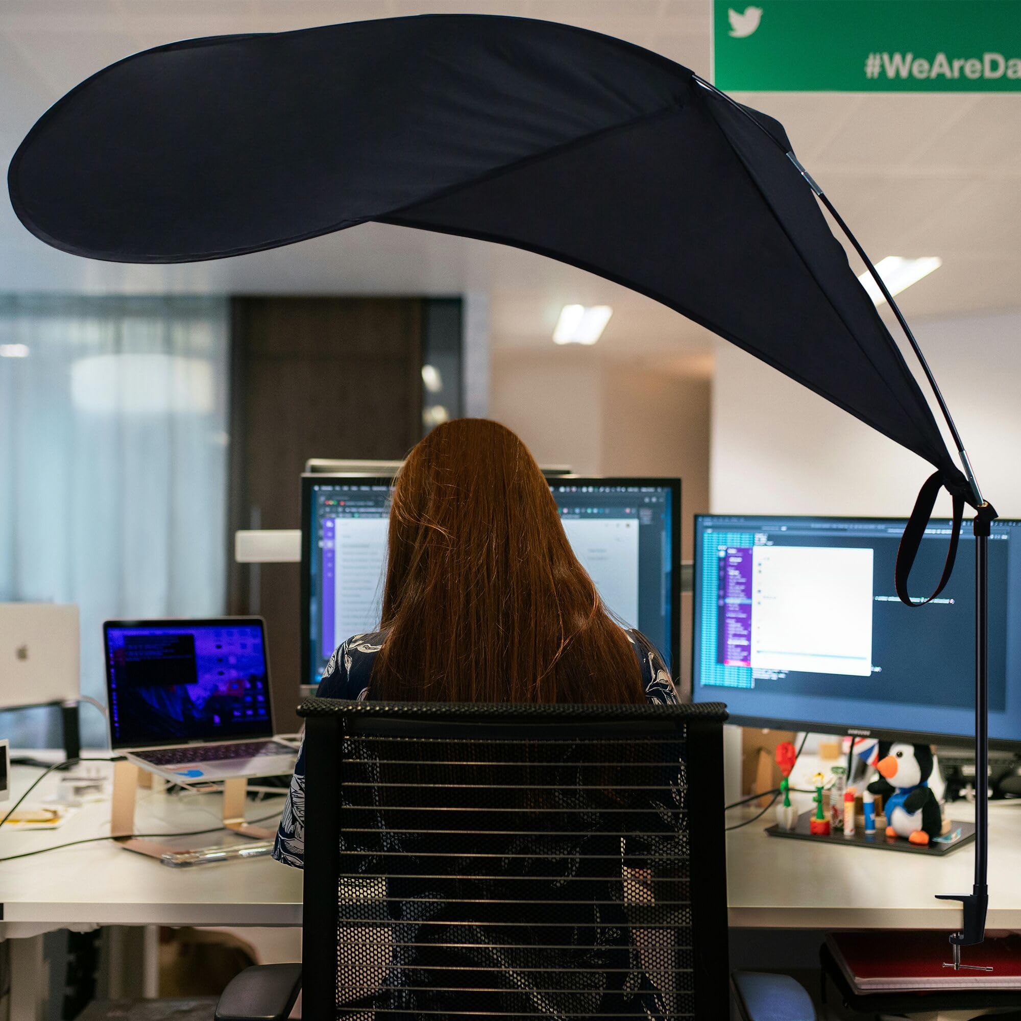 Comastbo 65" Office Cubicle Desk Shade – Light Blocking, Patent Pending, Black Canopy for Light Sensitive Workers