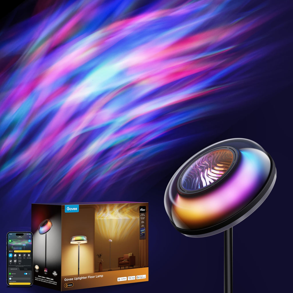 RGBIC Smart Floor Lamp with Ripple Light Effect, Alexa & Matter Compatible