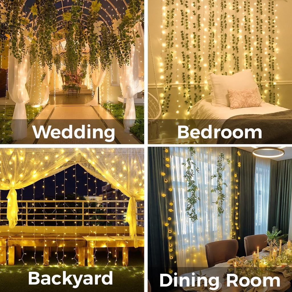 200-LED curtain string light for indoor and outdoor decor