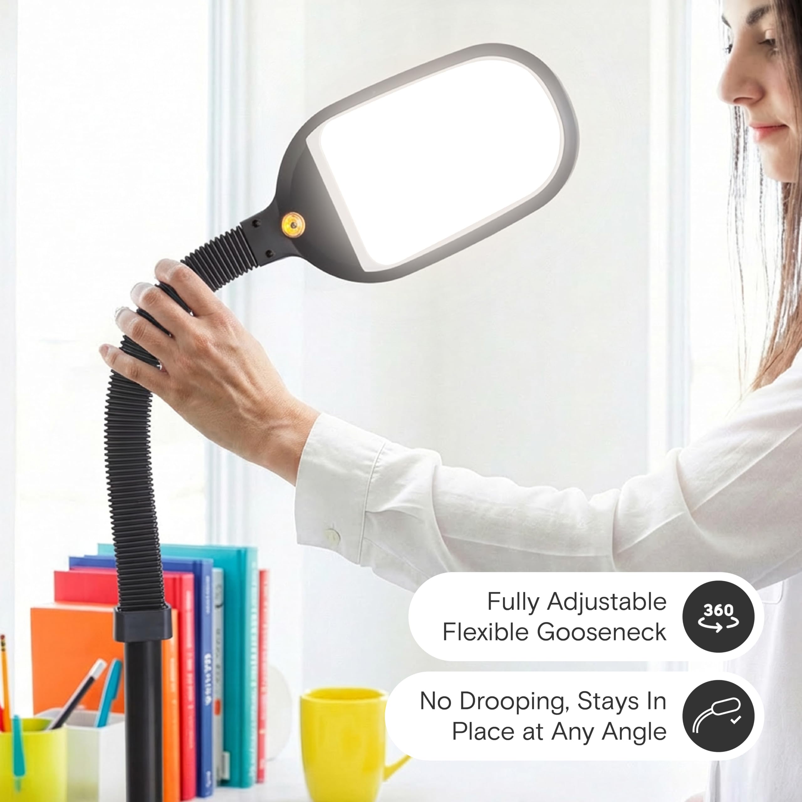 Gooseneck LED floor reading lamp for crafts and detail work