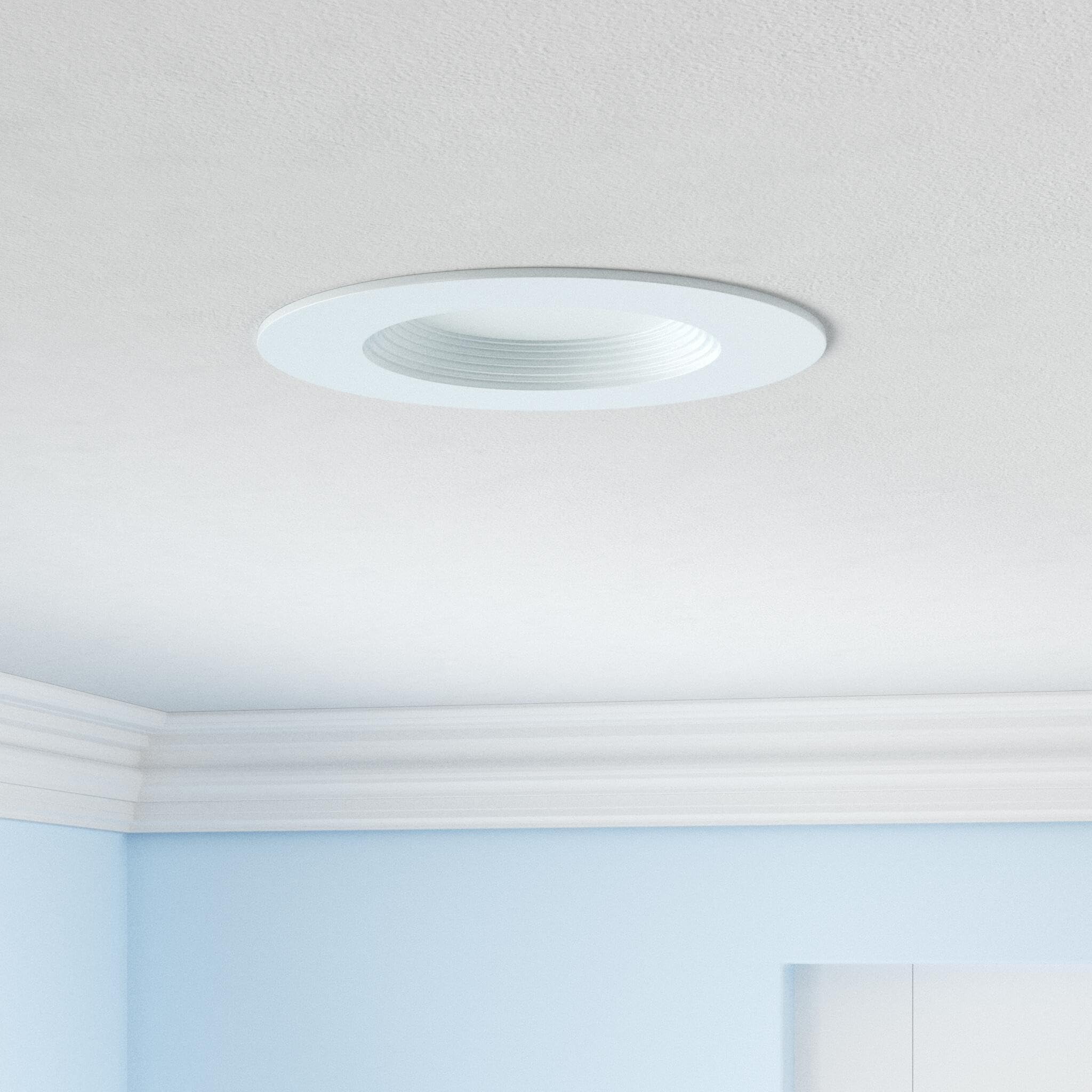 6-Pack LED Recessed Light Trim 5/6 Inch – Dimmable, 750LM, 5 Color Temperatures, HALO Baffle for Ceiling Can Lights