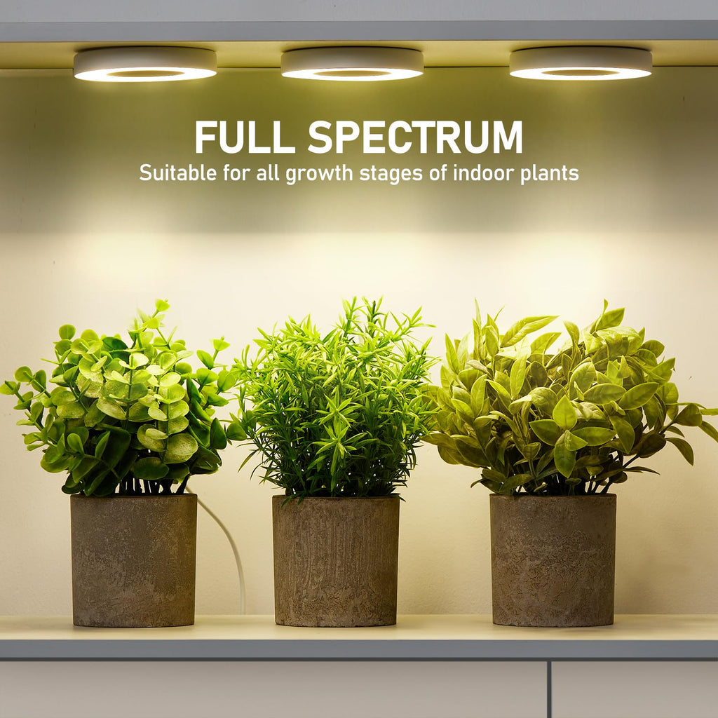 48 LED Ceiling Grow Light – Full Spectrum, Timer 4/8/12 Hrs, 10-Level Dimmable for Indoor Plants & Small Plant Shelves