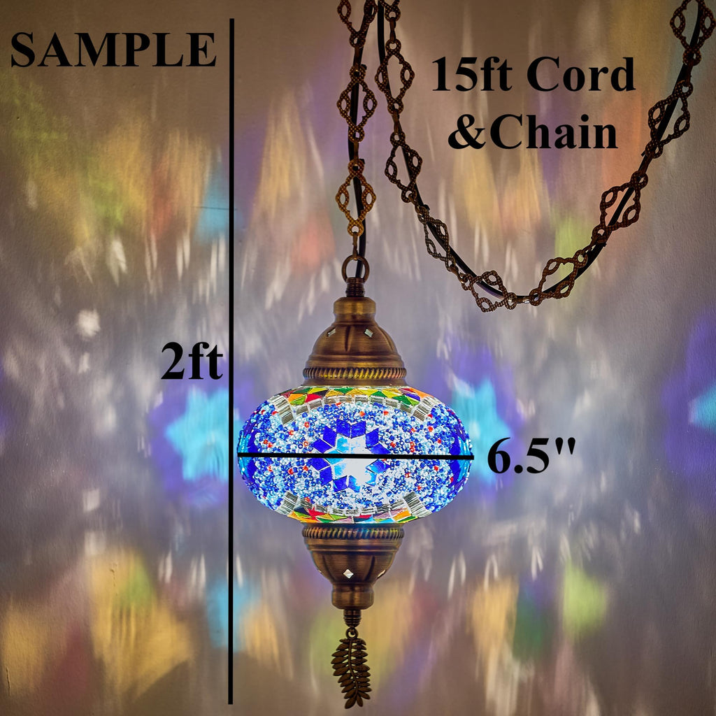 Handcrafted Mosaic Glass Plug-In Pendant Light for Mediterranean Decor