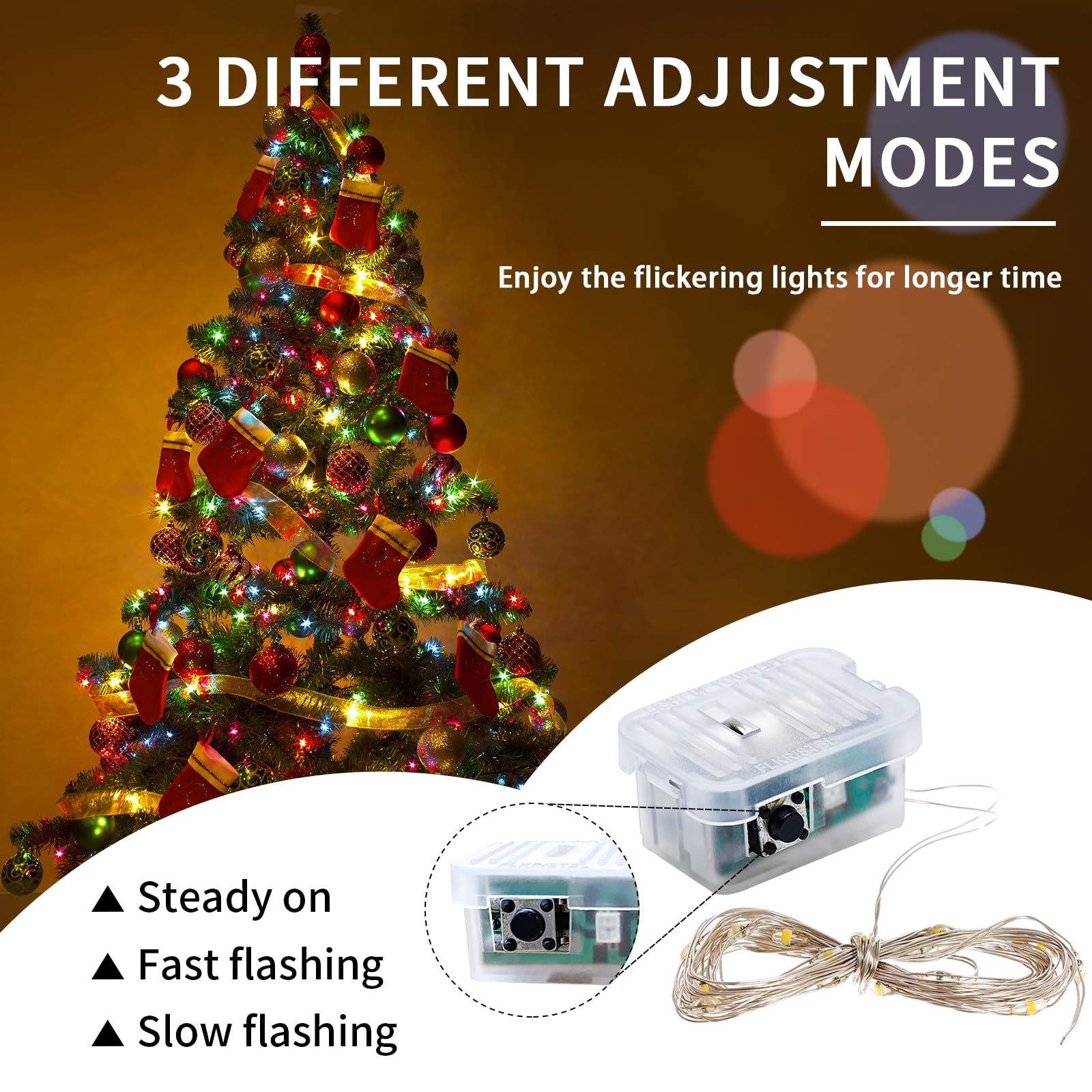 50-Pack Multicolor LED String Light Set, 7Ft Waterproof Twinkle Firefly