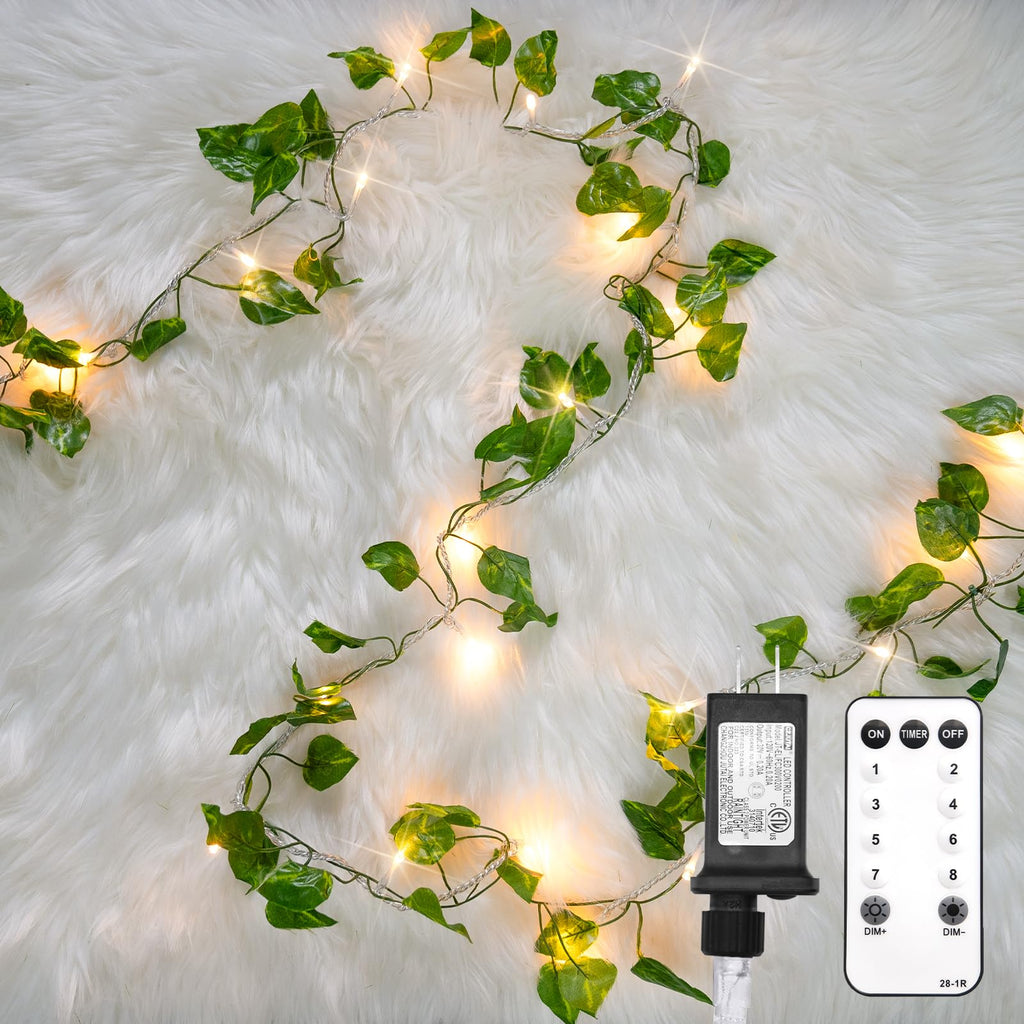 Pothos vine string light, 33 ft, 100 LEDs with remote control