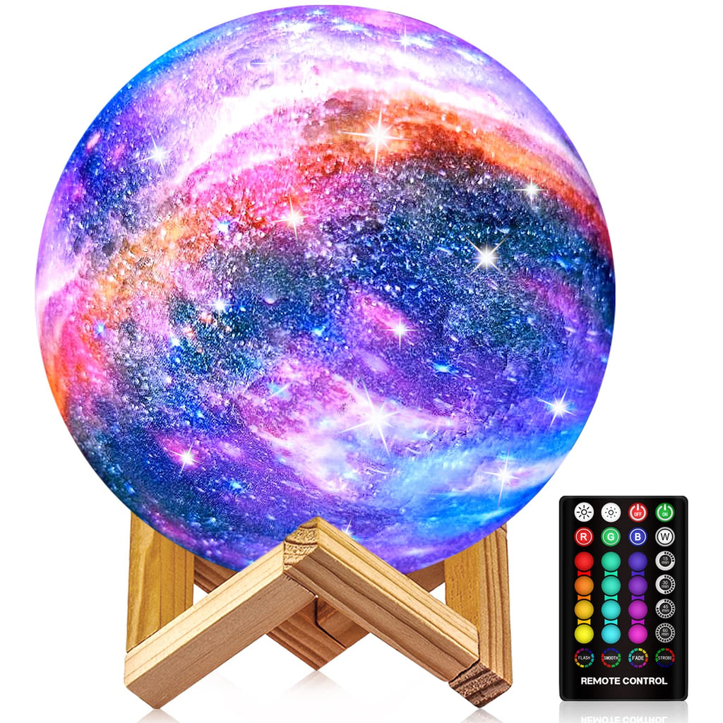 9.6-inch 3D moon night light with 16 colors, stand and remote