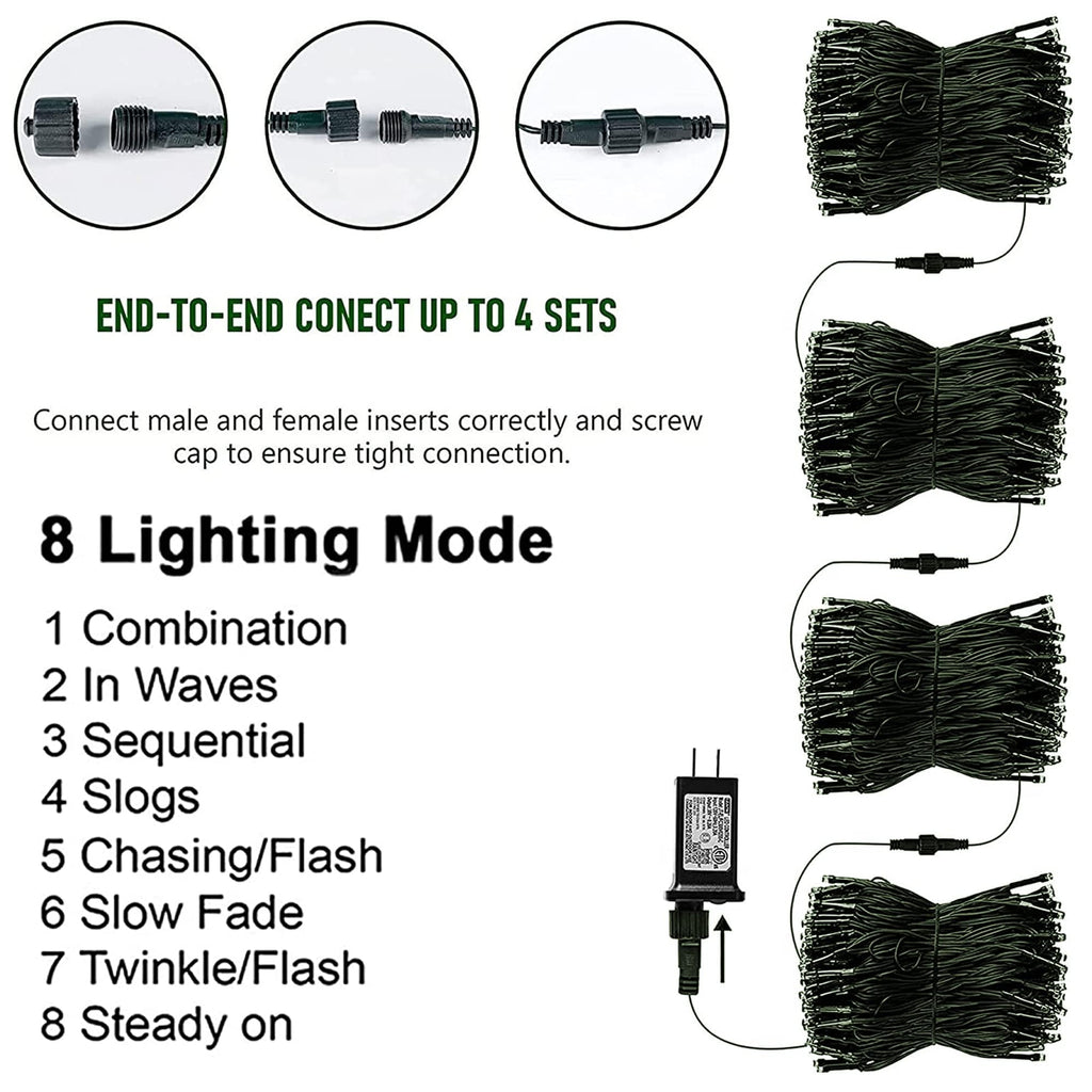 66-ft 200-LED multicolor outdoor Christmas string lights with 8 modes
